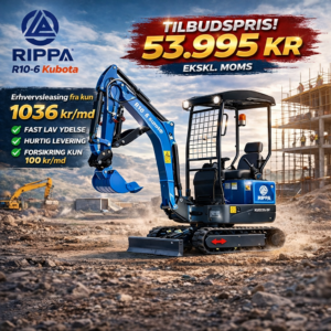 Rippa R10 minigraver kompakt gravemaskine med kubota motor til have og byggearbejde