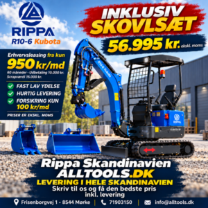 Rippa R10-6minigraver kompakt gravemaskine med kubota motor til have og byggearbejde