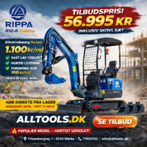 Rippa R10 minigraver kompakt gravemaskine med kubota motor til have og byggearbejde