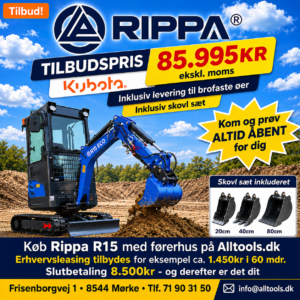 Minigraver Rippa R15 med kabine til entreprenørarbejde